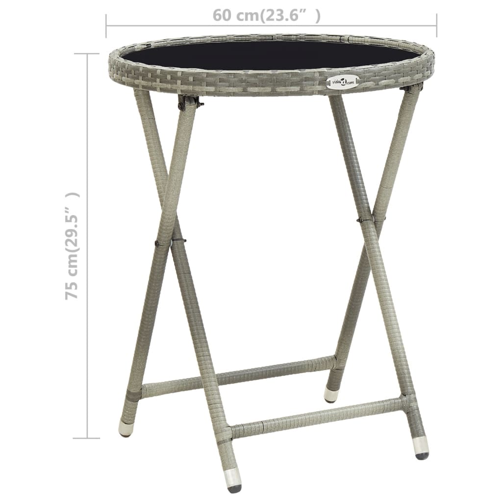 Beistelltisch Grau 60 cm Poly Rattan und Hartglas